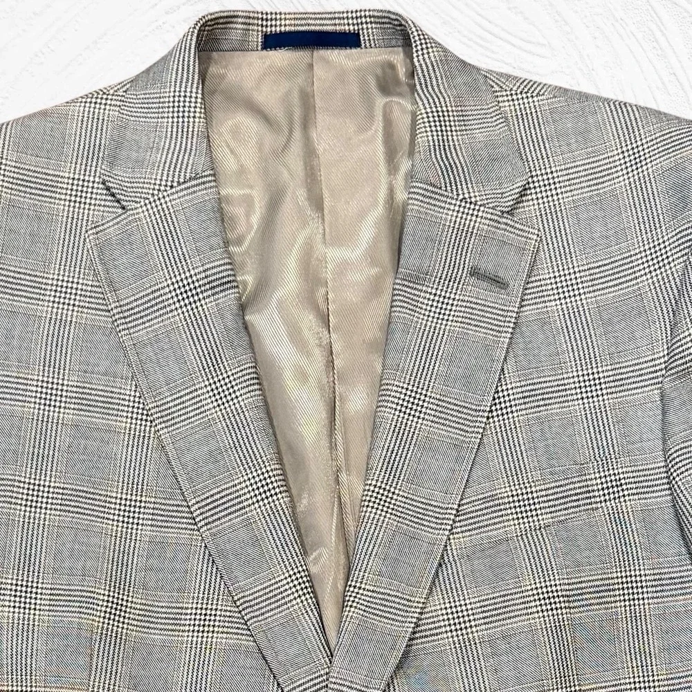 Daniel Cremieux Blazer Loro Piana 43(46 Actual)R‎   Black Tan Glenn Check Plaid
